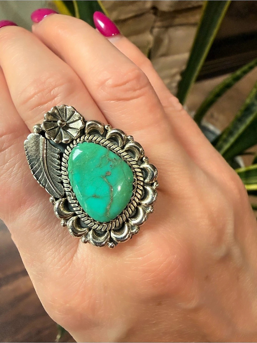 Turquoise Statement Ring US 9.5 925
